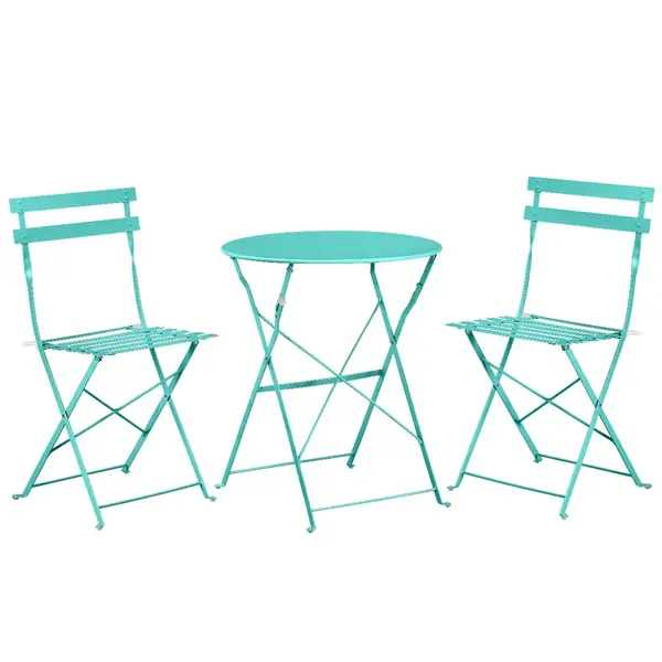 Set Bistro Flair – masă și 2 scaune din oțel vopsit – Verde turcoaz - Default Title