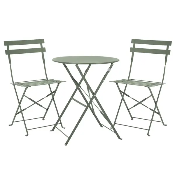 Set Bistro Flair - mobilier terasa gradina, 2 scaune + masa, otel vopsit - Verde (Olive Green) - Default Title