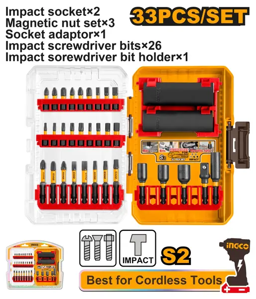 Set Biti Impact 33buc INGCO AKDL63306