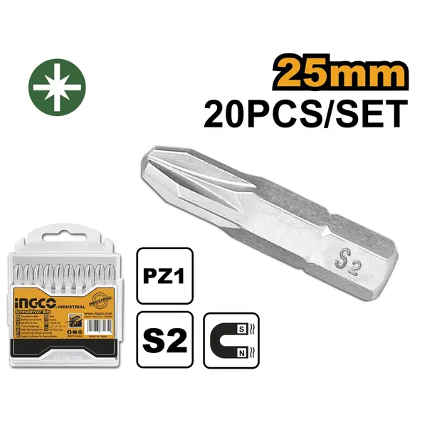 Set Biti PZ3 Scurti 20buc INGCO SDB11PZ313