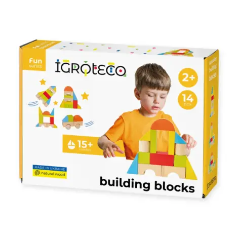 Set blocuri de constructie din lemn - Universal 14 piese