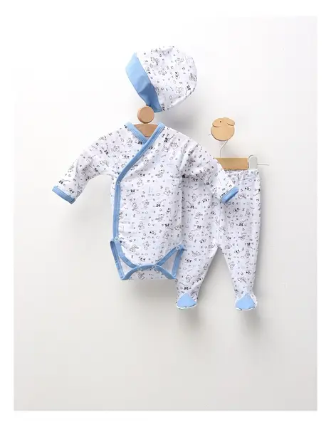 Set Body+Pantaloni+Fes, Baby Bear, albastru