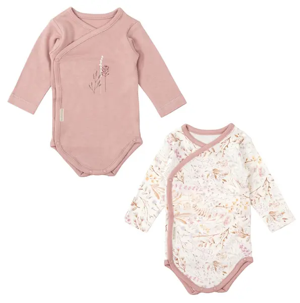 Set body-uri cu mânecă lungă Bimbidreams - Niza, 2 bucăți, 0-1 luni, White/Purple