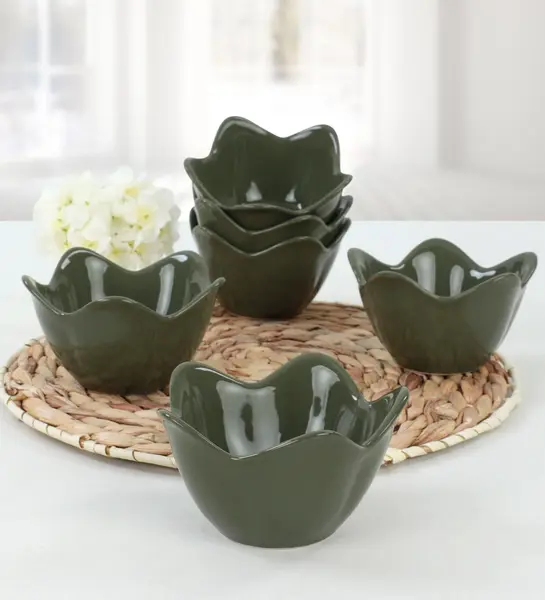 Set boluri ceramice (6 bucati) Macd700 Verde inchis 11.8x11.8x7.5 cm