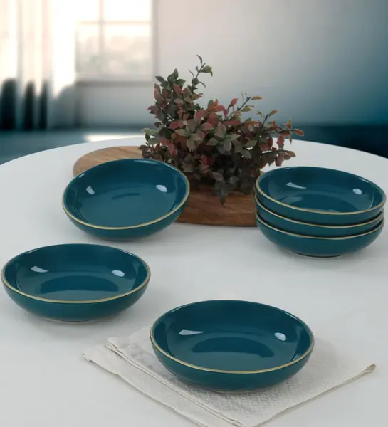 Set boluri de sos din ceramica (6 bucati) Mayd100 Albastru petrol 13x13x3.3 cm
