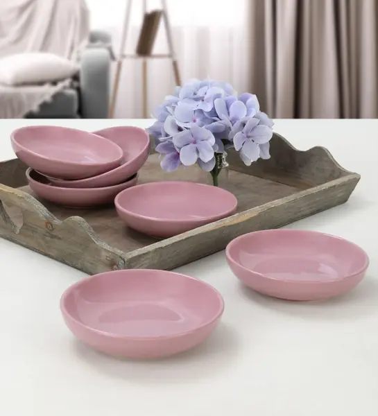 Set boluri de sos din ceramica (6 bucati) Mayd100 Roz 13x13x3.3 cm