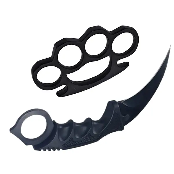 Set Box autoaparare si Cutit Karambit Night, 19 cm DEPOX , negru