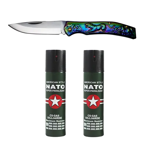 Set briceag traditional japonez DEPOX si 2 sprayuri paralizante, NATO, 60 ml
