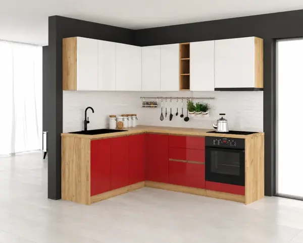 Set Bucatarie Chelsea Colt MDF V1 Alb Rosu