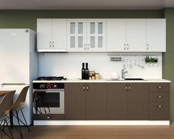 Set Bucatarie Cora Riflaj MDF 260x60x200 cm