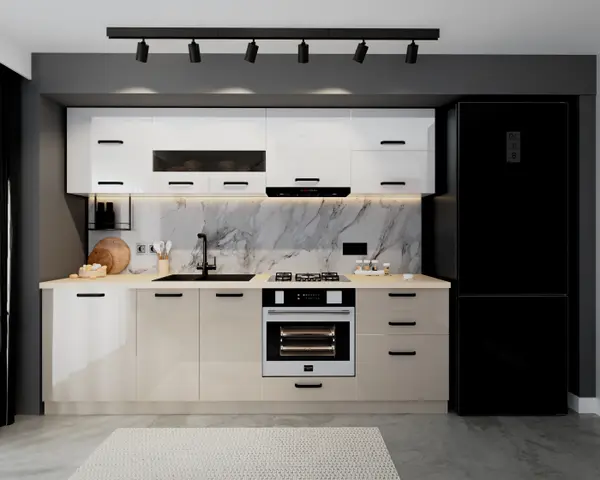 Set Bucatarie Daria MDF V1 Alb Cappuccino 260x60x200 cm