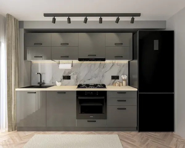 Set Bucatarie Daria V2 Antracit 240x60x200 cm