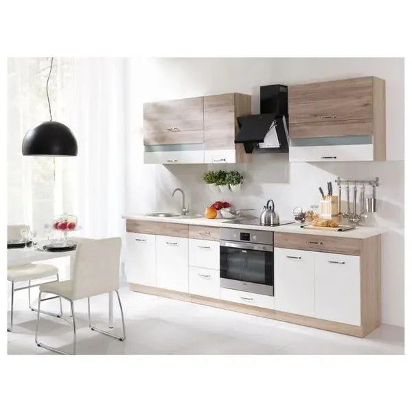 Set Bucatarie ECONO A, L 270, 7 corpuri, fara blat termorezistent, corp sonoma, fronturi sanremo + alb lucios