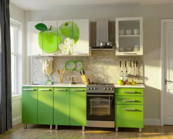 Set Bucatarie Famp Mar Alb Verde 180x60x200 cm