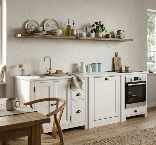 Set Bucatarie Nordic White cu finisaj Cremone hardware for doors ANL