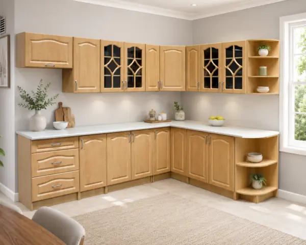 Set Bucatarie Olea pe colt MDF mesteacan 270x60x200 cm