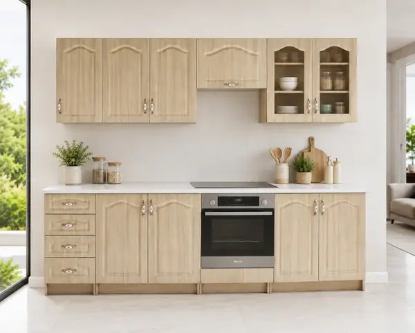 Set Bucatarie Olea RO MDF Mesteacan 260x60x200 cm