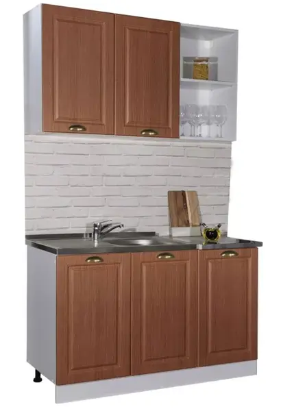 Set bucatarie SQUARE 120 cm, 4 corpuri, blat termorezistent, fronturi MDF, stejar antichizat