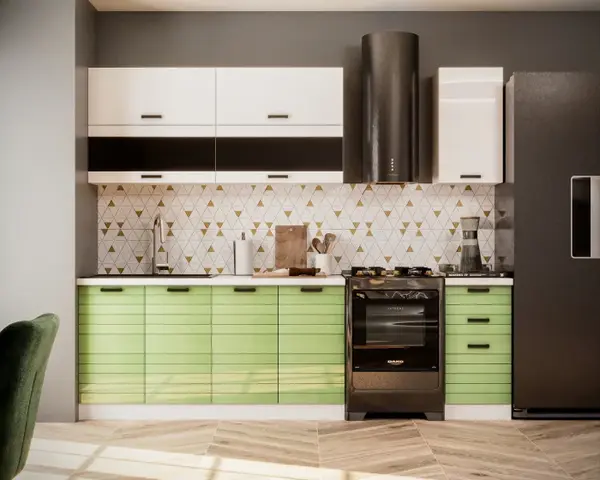 Set Bucatarie Tehno 3 MDF Verde Lucios 200x60x200 cm