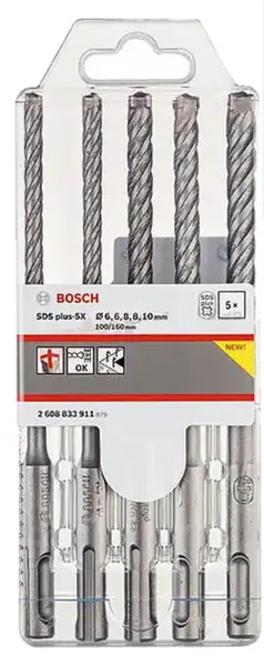 Set burghie Bosch 2608833911, pentru beton SDS Plus, 5buc