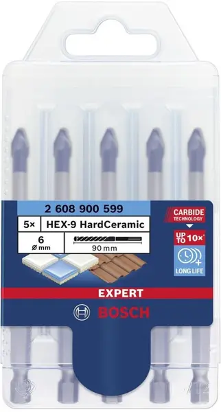 Set burghie Bosch - Expert, HEX-9 Hard Ceramic, Ø 6х5 piese