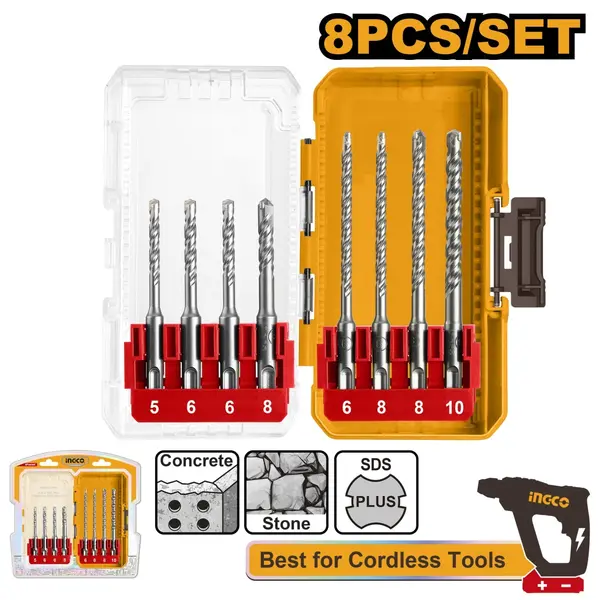 Set Burghie SDS Plus Ciocan 8buc INGCO AKDL11806