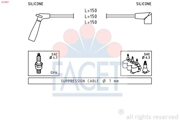 Set cablaj aprindere FACET Made in Italy - OE Equivalent 4.7007