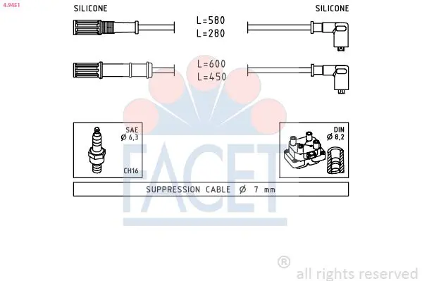 Set cablaj aprindere FACET Made in Italy - OE Equivalent 4.9451