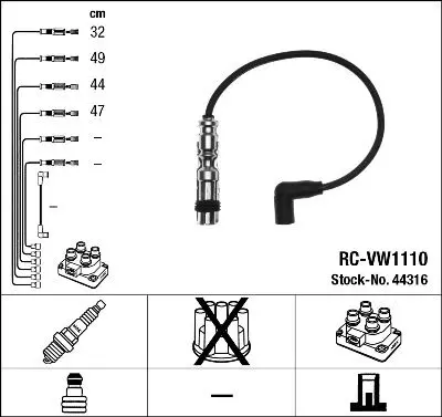 Set cablaj aprindere NGK 44316