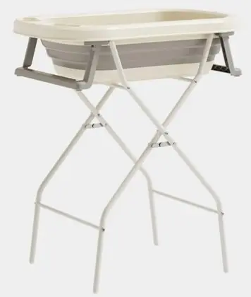 Set Cadita pliabila pentru bebelui cu suport metalic si Perna Ergonomica Little Mom Grey
