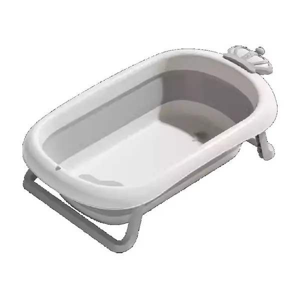 Set Cadita pliabila pentru copii, Little Mom Royal Grey, termometru incorporat si suport anatomic cu tetiera inclus, dimensiune 24 x 92 x 51 cm