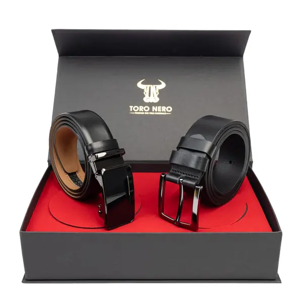 Set cadou barbati din piele naturala curea casual+curea eleganta Soft-Smooth - 135 cm