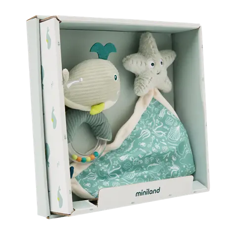 Set cadou bebe - zornaitoare si paturica moale de atasament Ocean, de la 0 luni