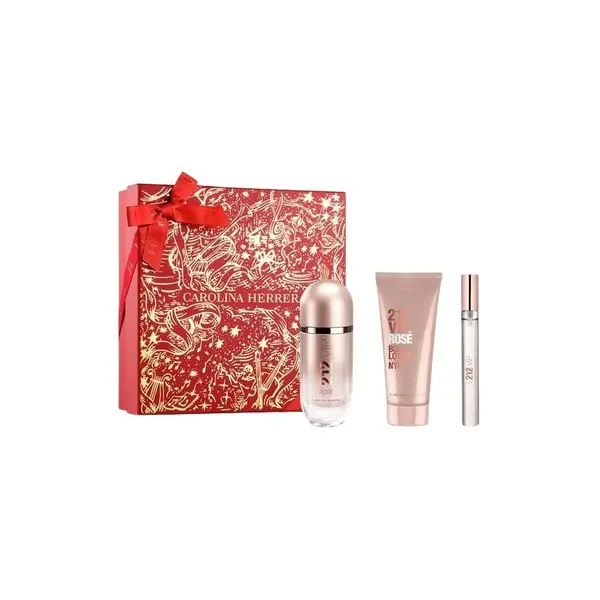 Set cadou Carolina Herrera 212 Vip Rose pentru femei Volum 80 ml EDP + 100 ml loțiune de corp + EDP 10 ml