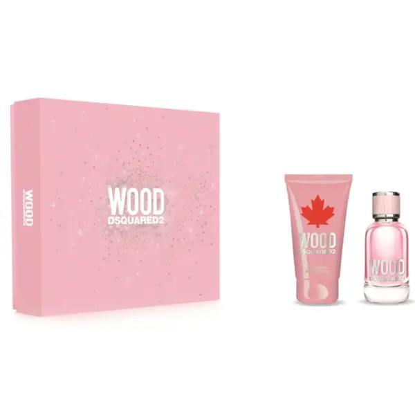 Set cadou Dsquared Wood For Her pentru femei Volum 30 ml EDT + 50 ml loțiune de corp