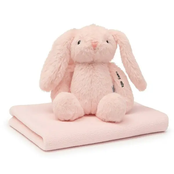 Set cadou iepuras roz cu prosop, Baby Mix, In cutie de carton, Pink