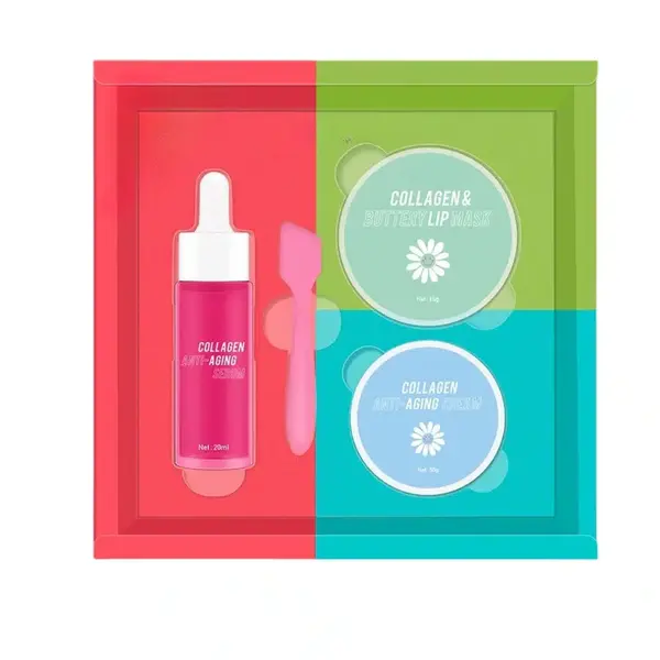 Set cadou ingrijire ten cu Colagen, crema, serum, lip mask, hidratare, fermitate si stralucire vizibila, by Verilaria