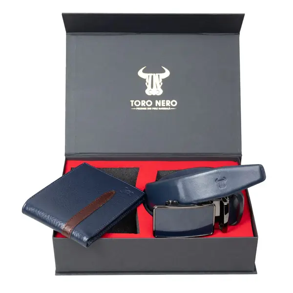 Set cadou portofel + curea din piele pentru barbati Atilla - 115 cm