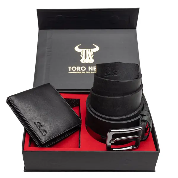 Set cadou portofel + curea din piele pentru barbati Max-Rubber xxl - 140 cm