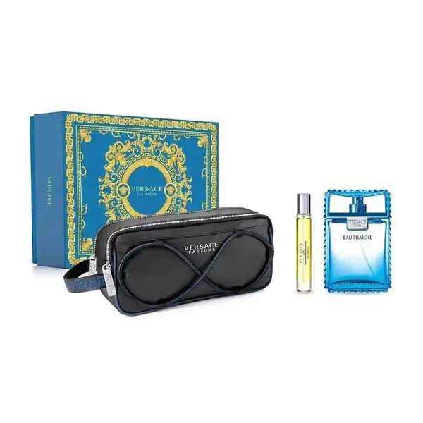 Set cadou Versace Man Eau Fraiche pentru bărbați Volum 100 ml EDT + EDP 10 ml + trusă de toaletă