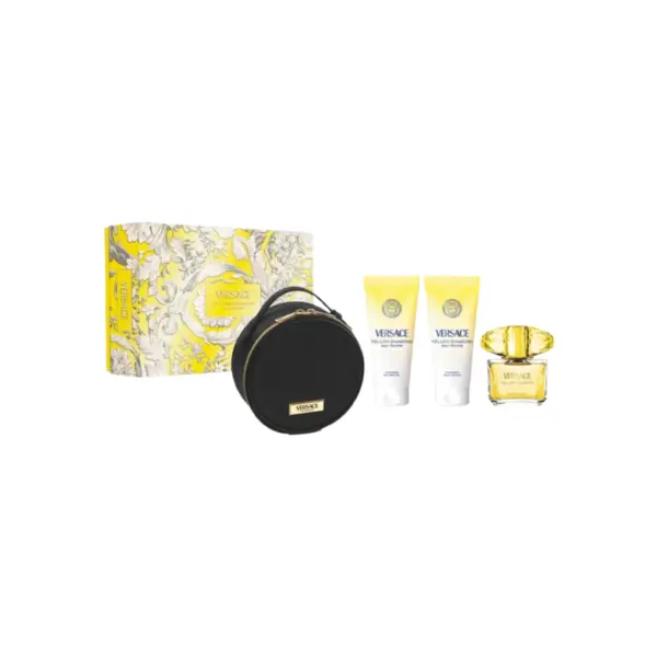 Set cadou Versace Yellow Diamond pentru femei Volum 90 ml EDT + gel de duș 100 ml + loțiune de corp 100 ml + trusă de toaletă
