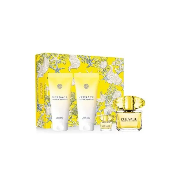 Set cadou Versace Yellow Diamond pentru femei Volum EDT 90 + EDT 5 ml + 100 ml loțiune de corp + 100 ml gel de duș