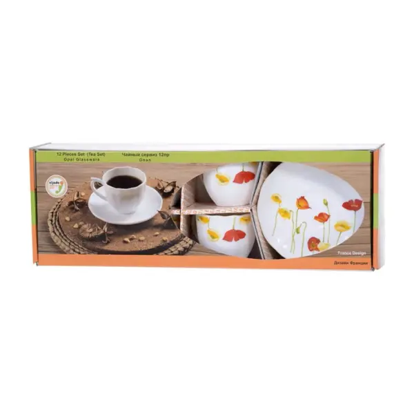 Set Cafea Opal, 12 Piese, Flori de Mac, Nasima