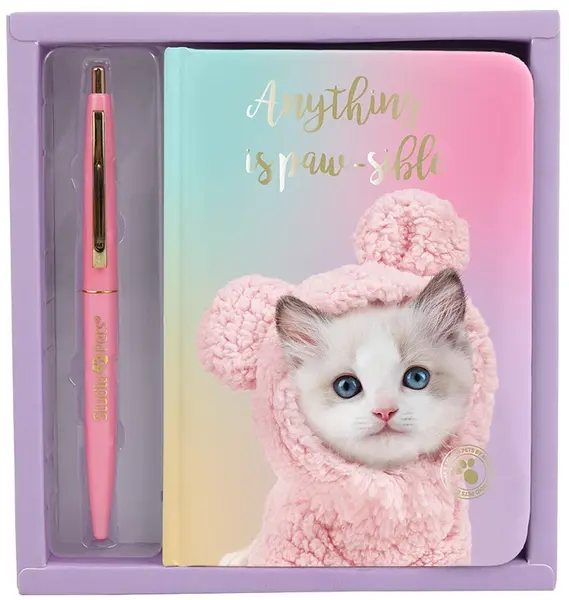 Set caiet cu pix Studio Pets - Pisoiul Mausi, în cutie