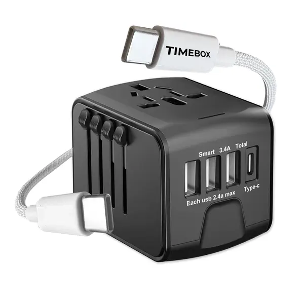 Set Calatorie Timebox, Type-C la USB-C, 66W, 1m, 3 x USB, Alb/Negru - Default Title