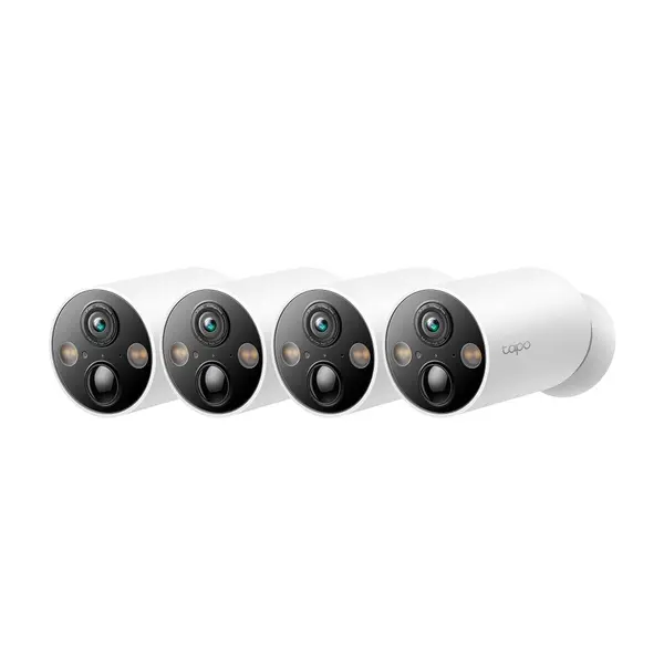 Set camera de supraveghere wireless IP WiFi cu acumulator si iluminare duala TP-Link Full Color Tapo C425, 4 MP, 2.1 mm, IR/lumina alba 15 m, microfon si difuzor, slot card, detectie miscare, control din aplicatie, 4 bucati