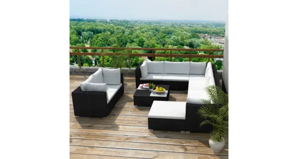 set canapea pentru gradina din poliratan, 32 piese, negru