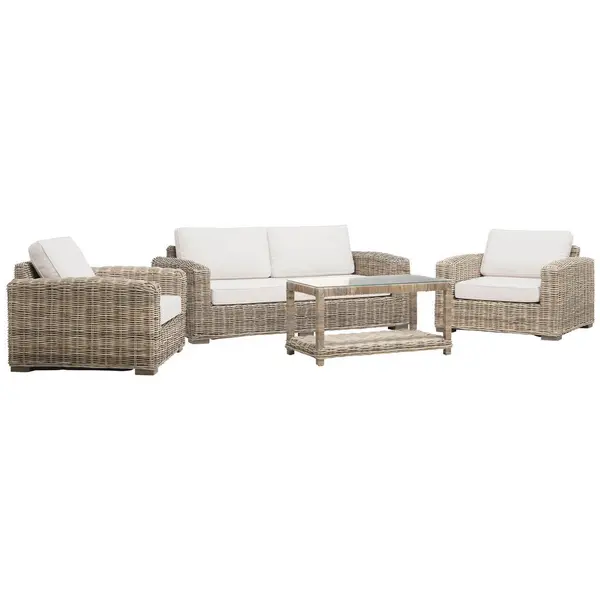 Set Canapea Și Fotolii, lemn, textil, culoare natur, gri deschis