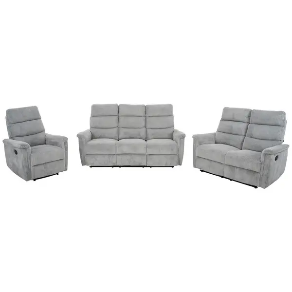 Set Canapea Și Fotolii, textil, gri deschis