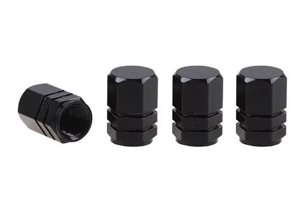 Set capacele auto pentru ventil hexagon negru 4 buc